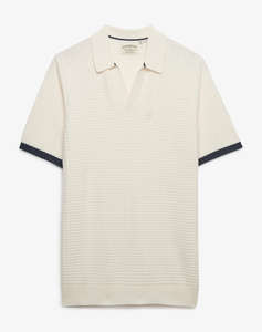 SUPERDRY D2 STUD JOHNNY COLLAR KNITTED POLO MENS BLOUSE