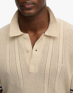 SUPERDRY D2 STUD KNITTED TEXTURE S/S POLO MENS BLOUSE