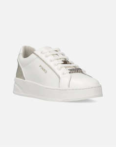 PINKO SHOES IRIS 01 - SNEAKER CALF LEATHER MILK/PLATINUM