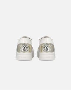 PINKO SHOES IRIS 01 - SNEAKER CALF LEATHER MILK/PLATINUM