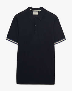SUPERDRY D2 STUD KNITTED TEXTURE S/S POLO MENS BLOUSE