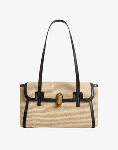 TED BAKER KKYLII Twist Lock Detail Raffia Tote Bag