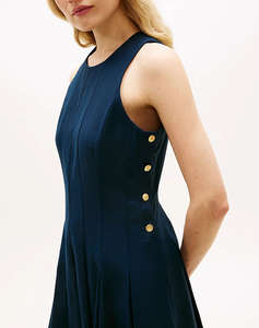 TOMMY HILFIGER LINEN BLEND HOURGLASS MIDI DRS