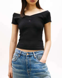TOMMY JEANS TJW SLIM OFF SHOULDER RIB SS TOP