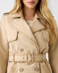 GUESS JENNY PU DETAILS TRENCH WOMENS JACKET