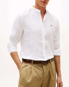 TOMMY HILFIGER PIGMENT DYE MAO COLLAR SHIRT