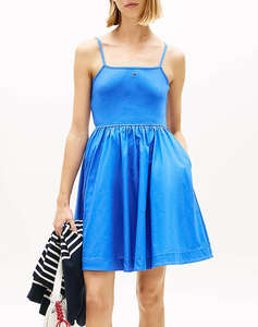TOMMY JEANS TJW RIB POPLIN MIX STRAPPY DRESS