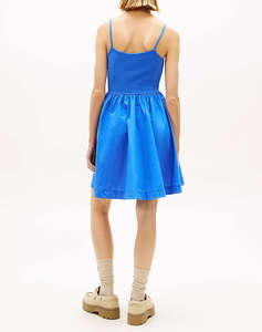 TOMMY JEANS TJW RIB POPLIN MIX STRAPPY DRESS