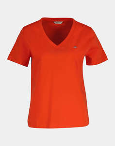 GANT БЛУЗА KMREG SHIELD SS V-NECK T-SHIRT.