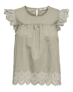 ONLY ONLTULUM EMB S/S TOP WVN
