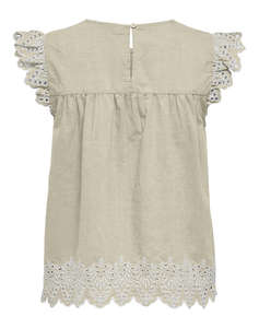 ONLY ONLTULUM EMB S/S TOP WVN