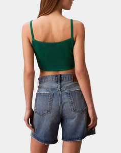 CALVIN KLEIN JEANS SL WOVEN LABEL 2X2 BABY RIB CROP