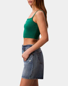 CALVIN KLEIN JEANS SL WOVEN LABEL 2X2 BABY RIB CROP