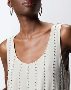 PINKO TESSA TOP FLUIDO RICAMO GESSAT