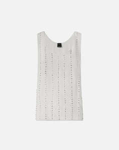 PINKO TESSA TOP FLUIDO RICAMO GESSAT