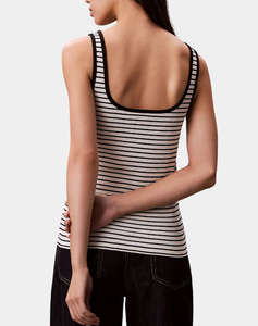 CALVIN KLEIN JEANS STRIPED MONOLOGO SCOOP NK RIB TA