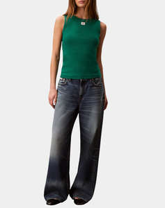 CALVIN KLEIN JEANS SL WOVEN LABEL 2X2 BABY RIB CUTO