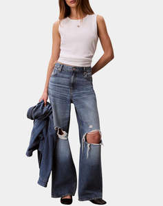 CALVIN KLEIN JEANS SL WOVEN LABEL 2X2 BABY RIB CUTO