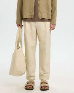 SELECTED SLH180-RELAXED CROP RON LINEN BLEND PANT