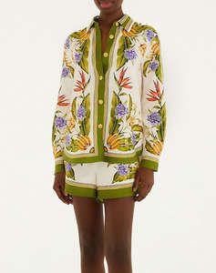 FARM RIO TROPICAL SCARF SAND SHIRT-TROPICAL SCARF SAND