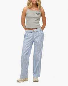 SUPERDRY D2 OVIN COTTON STRIPE ELASTIC TROUSER WOMENS TROUSERS