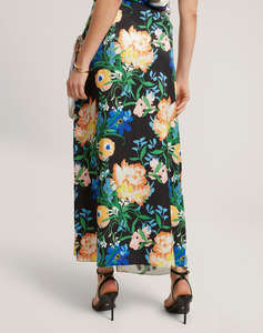 TED BAKER ALLMIA Floral Print Knot Detail Wrap Midi Skirt