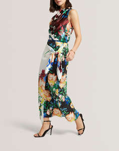 TED BAKER ALLMIA Floral Print Knot Detail Wrap Midi Skirt
