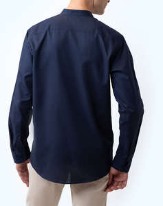 THE BOSTONIANS COTTON LINEN SHIRT CUSTOM FIT Plain COTTONLINEN Mao CustomFit