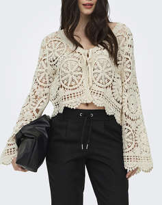 ONLY ONLWATERLY LS CROCHET TIE CARDIGAN KNT