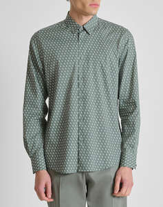 ANTONY MORATO MMSL00804FA430662 MIN OF 6 SHIRT NAPOLI REGULAR FITIN PRINTED COTTON VISCOSE BLEND FABRIC WITH LOGOED METAL BADGE MENS SHIRT