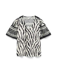 VERO MODA VMKAMILLE 2/4 V-NECK TOP WVN BTQ BE