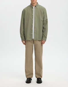 SELECTED SLMREGCLAUS CLAY LINENBLEND LS SHT NOOS