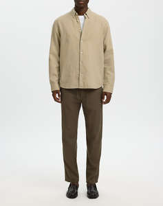 SELECTED SLMREGCLAUS CLAY LINENBLEND LS SHT NOOS