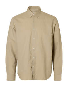 SELECTED SLMREGCLAUS CLAY LINENBLEND LS SHT NOOS