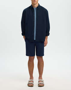 SELECTED SLMREGCLAUS CLAY LINENBLEND LS SHT NOOS
