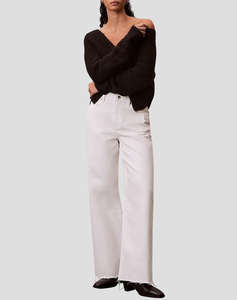 CALVIN KLEIN JEANS THE WIDE LEG RAW HEM CHALK WHITE