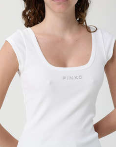 PINKO TENACE TOP COSTINA COTONE LOGO