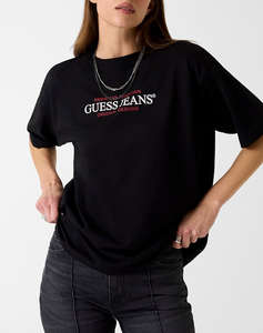GUESS JEANS GJ SS CN OS AMERICAN TR TEE WOMENS BLOUSE