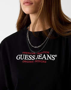 GUESS JEANS GJ SS CN OS AMERICAN TR TEE WOMENS BLOUSE