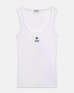 GUESS JEANS GJ TANK TOP SLIM RIB EMB WOMENS BLOUSE