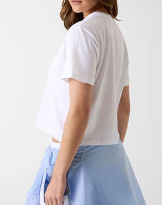 GUESS JEANS GJ SS CN BOXY EMBRO LOGO TEE WOMENS BLOUSE