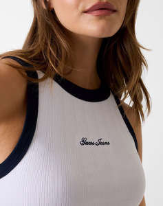 GUESS JEANS GJ EMBRO RINGER TANK TOP WOMENS BLOUSE
