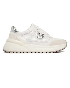 PINKO SHOES GEM 15 - SNEAKER COW SUEDE/PERFORATED WHITE