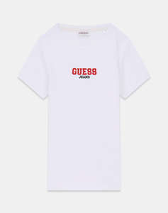 GUESS JEANS GJ SS CN SLIM RIB EMB TEE WOMENS BLOUSE