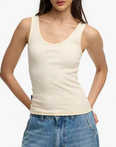 SUPERDRY D3 OVIN ESSENTIAL LOGO SCOOP VEST WOMENS BLOUSE