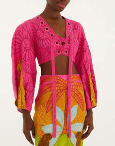 FARM RIO USIACURI MULTICOLOR EYELET BLOUSE-USIACURI MULTICOLOR
