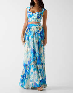 GUESS BY MARCIANO KAT PRINTED MAXI SKIRT WOMENS SKIRT