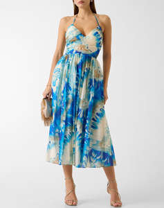 GUESS BY MARCIANO KAT PRINTED SL MIDI DRESS WOMENS DRESS