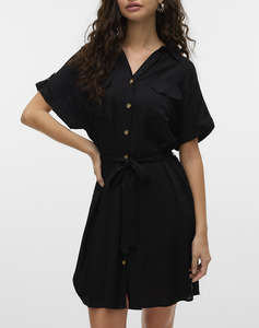 VERO MODA VMBUMPY SS SHORT SHIRT DRESS WVN NOOS