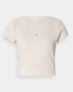 CALVIN KLEIN JEANS A- WOVEN LABEL 2X2 RIB BABY TEE